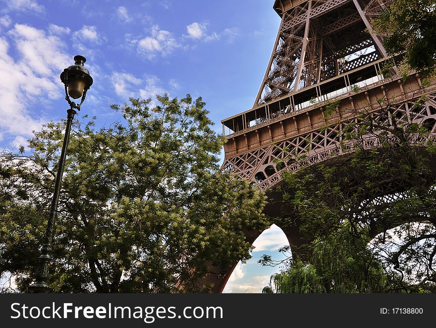 France Paris view of a part of Eiffel Tower. France Paris view of a part of Eiffel Tower