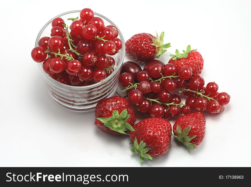 Plate of strawberries and currants