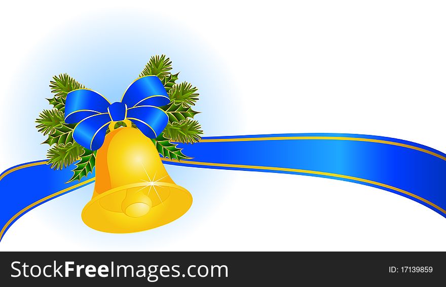 Christmas bluebell with bow on a white background