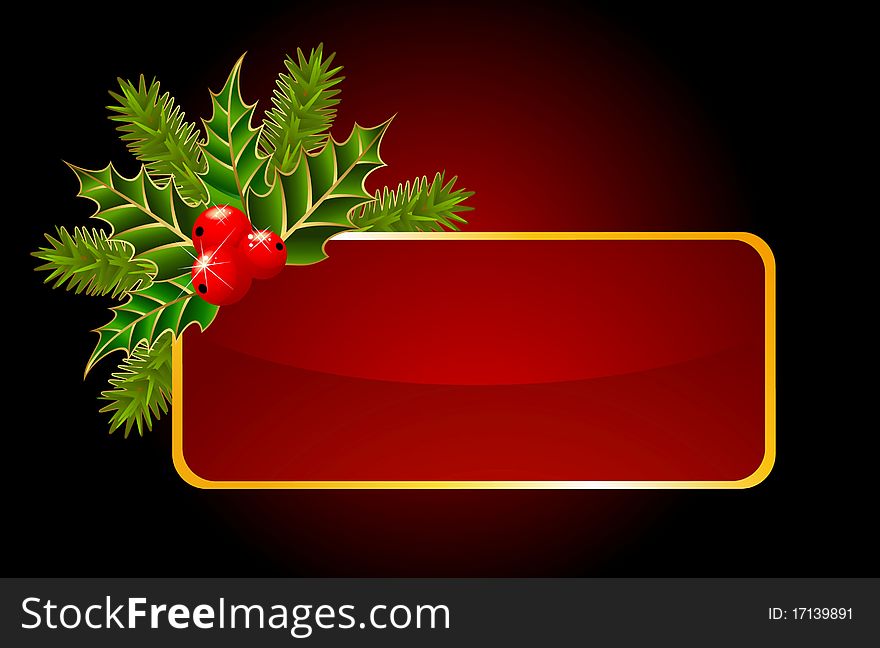 Christmas background with branch and berries