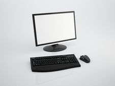 Glossy LCD With Keyboard And Mouse Stock Image