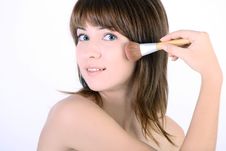 Young Woman Applying Blusher Stock Photos Young Woman Applying Blusher Stock Photos