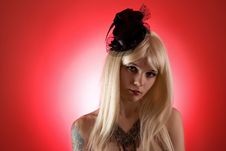 Portrait Of Cabaret Girl In Mini Top Hat Royalty Free Stock Photo Portrait Of Cabaret Girl In Mini Top Hat Royalty Free Stock Photo