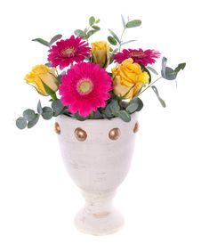 Yellow Roses And Pink Gerber Stock Photography Yellow Roses And Pink Gerber Stock Photography