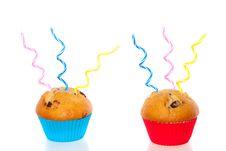 Two Colorful Muffins Decorated Royalty Free Stock Photos Two Colorful Muffins Decorated Royalty Free Stock Photos