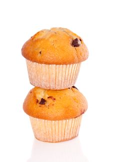Two Stacked Muffins Royalty Free Stock Photo Two Stacked Muffins Royalty Free Stock Photo