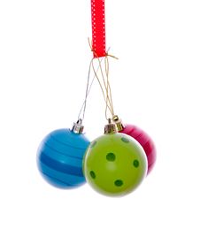 Three Colorful Modern Christmas Balls Royalty Free Stock Photography Three Colorful Modern Christmas Balls Royalty Free Stock Photography