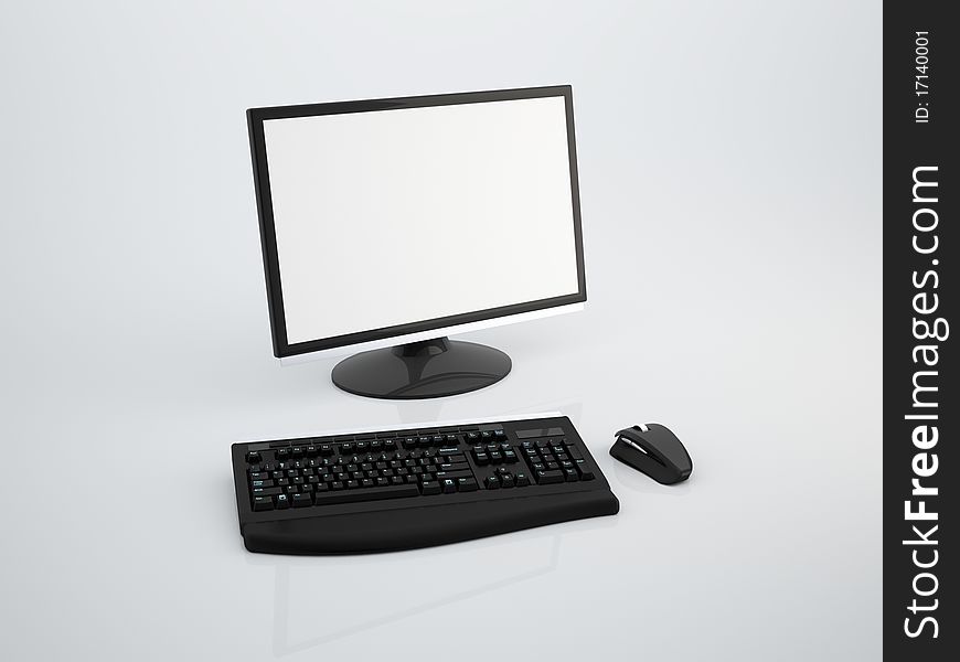 Glossy LCD with keyboard and mouse