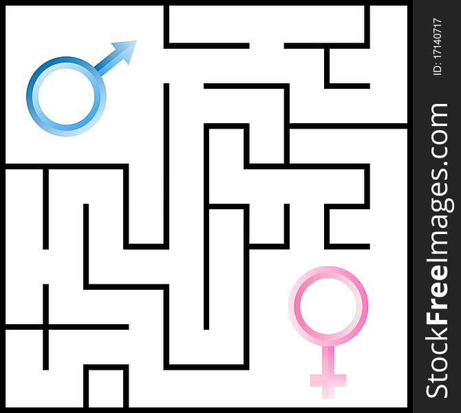 Male and female symbol inside the love maze. Male and female symbol inside the love maze