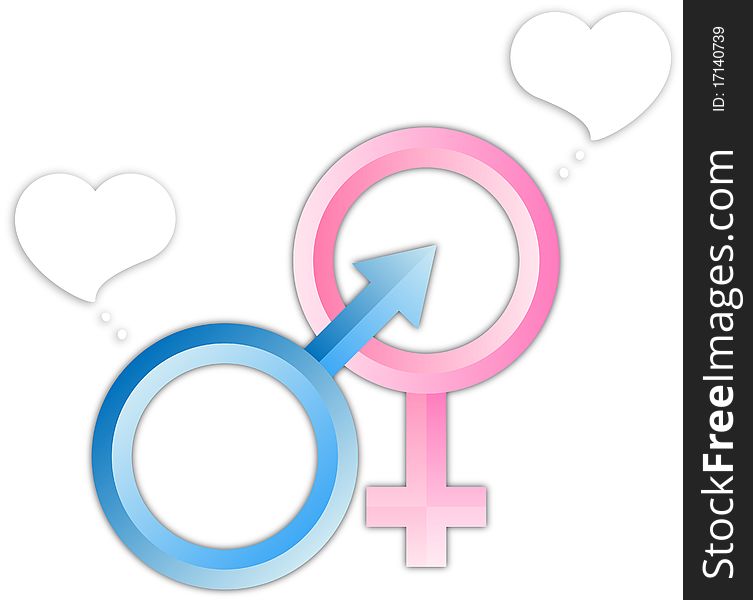 Balloon on symbol of male and female on white background. Balloon on symbol of male and female on white background