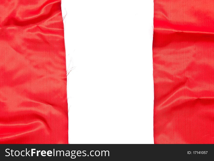 Shiny red textile background on white background