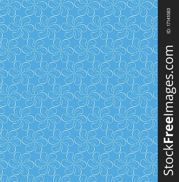 Seamless pattern. White drawing on a blue background
