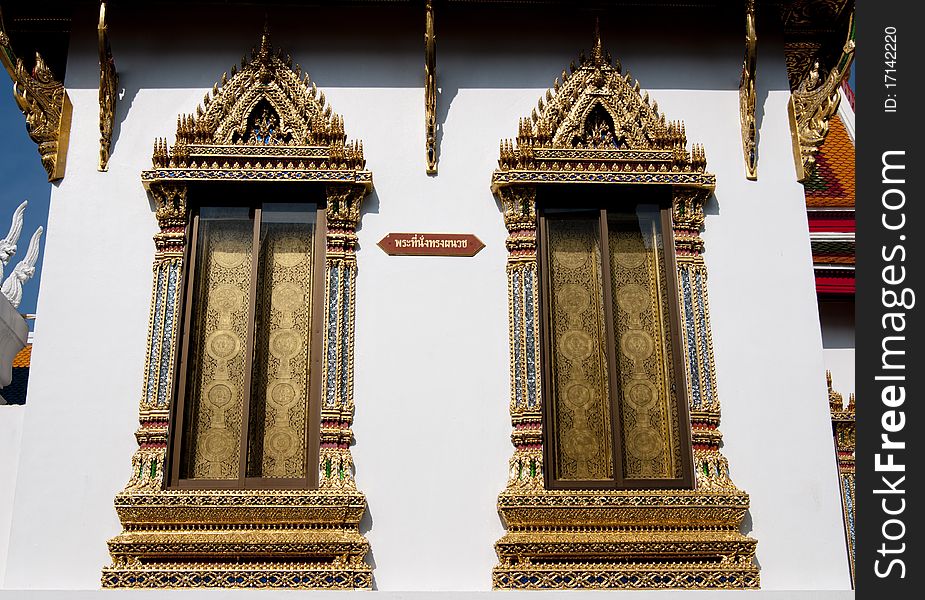 Beautiful windows in Thai Temple
