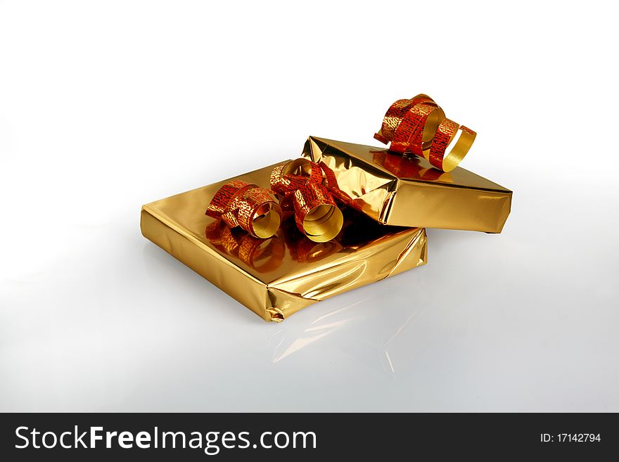 Rich and golden packet for present with bow