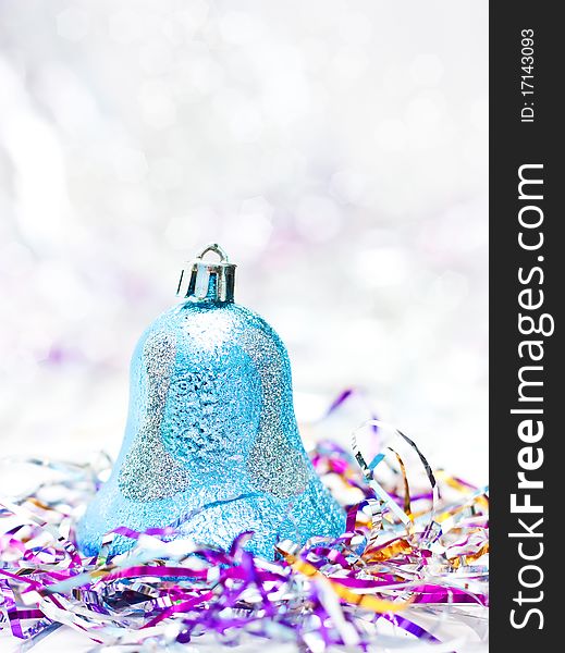 Blue Christmas bell on christmas background
