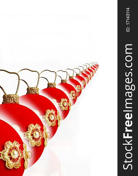 Red and gold ball with decoration for christmas tree