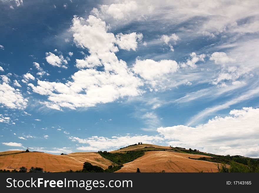 Hilly countryside of le Marche, Italy, in spring