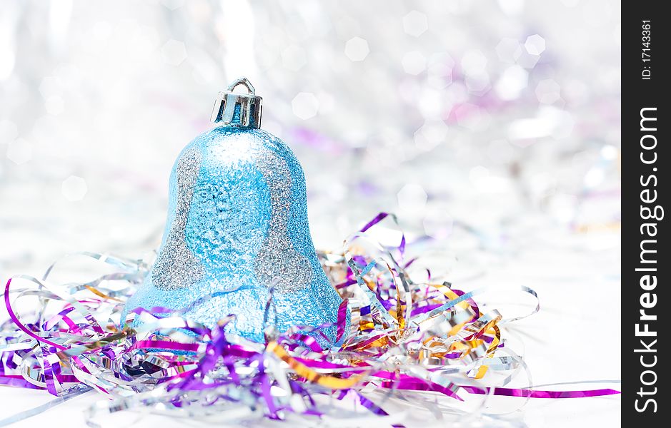 Blue Christmas bell on christmas background