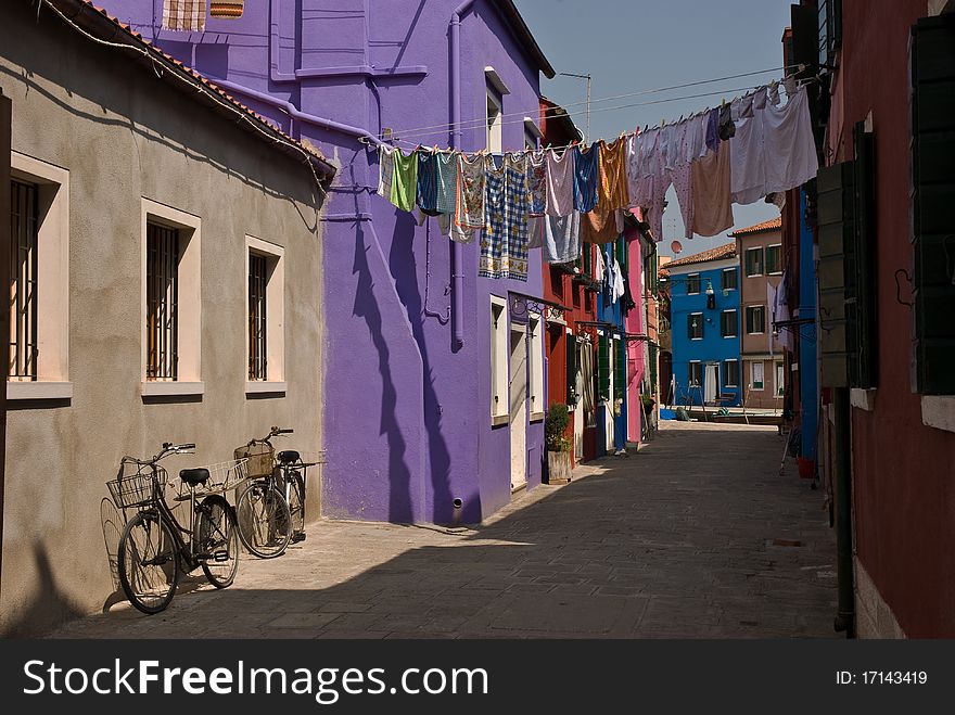 Colorful street on Burano islands, Italy. Colorful street on Burano islands, Italy