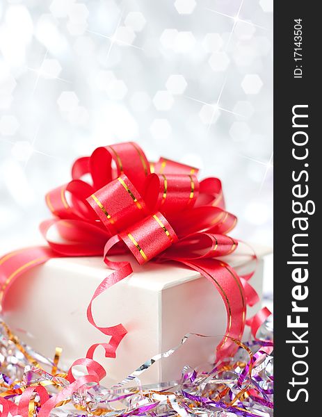Gift box on christmas background