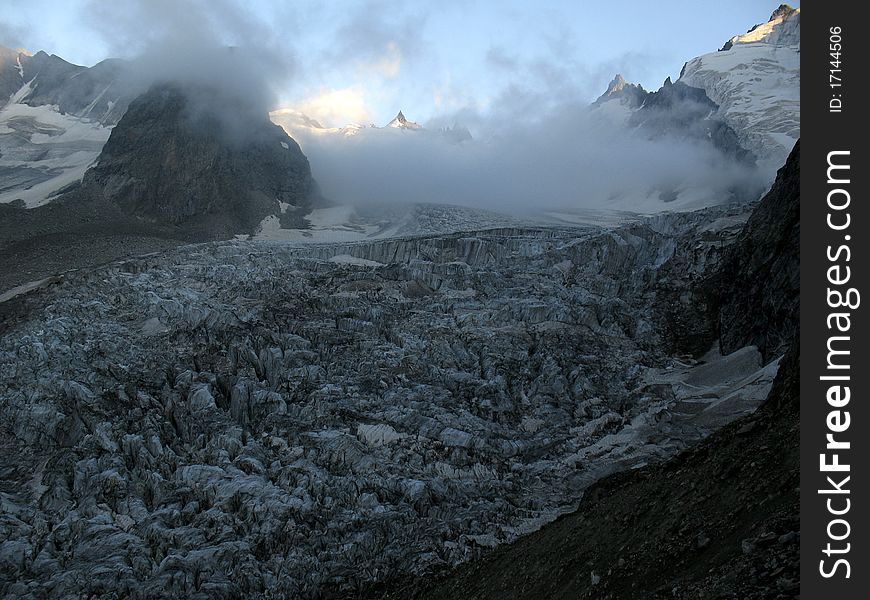 Thawing of glaciers in mountains of Asia. Thawing of glaciers in mountains of Asia