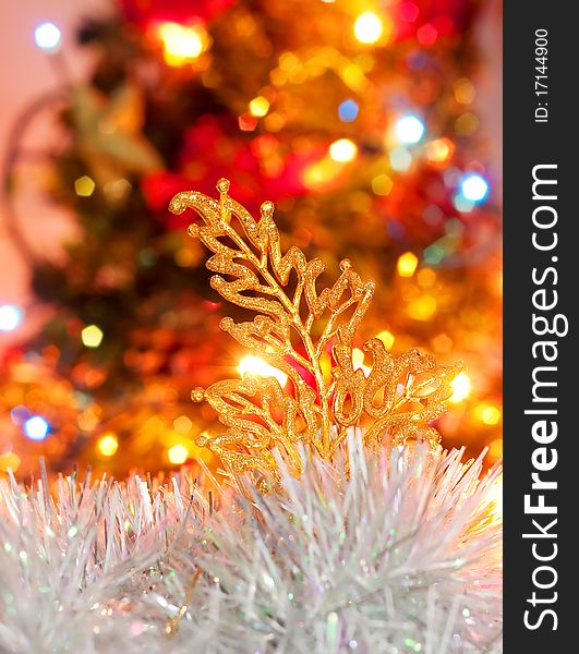 Christmas background with nice yellow leaf. Christmas background with nice yellow leaf
