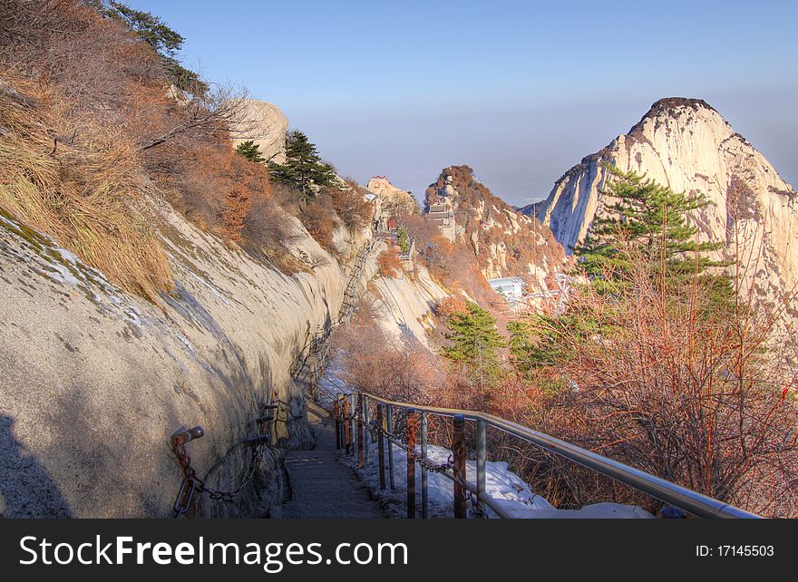 The road to the north peak of mount huashan. The road to the north peak of mount huashan