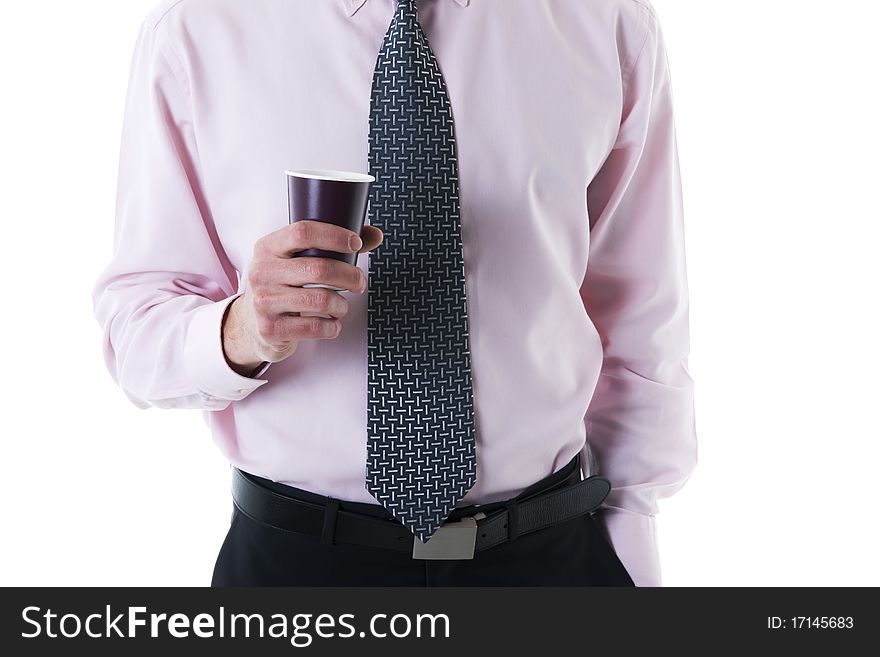 Businessman holding a cup of coffee. Businessman holding a cup of coffee