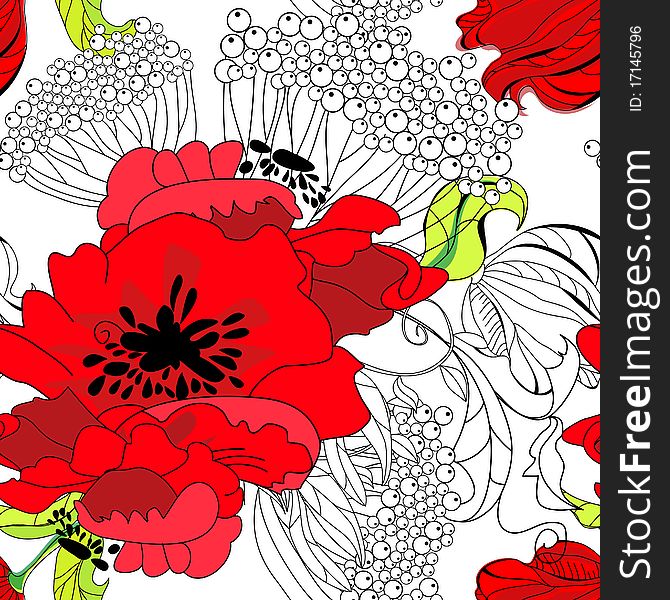 Floral seamless wallpaper. Universal template for greeting card, web page, background