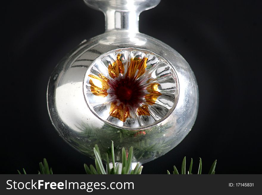 Christmas tree decoration at black background. Christmas tree decoration at black background