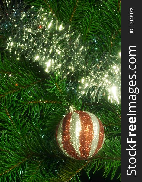 Beautiful decorated christmas tree branches. Beautiful decorated christmas tree branches