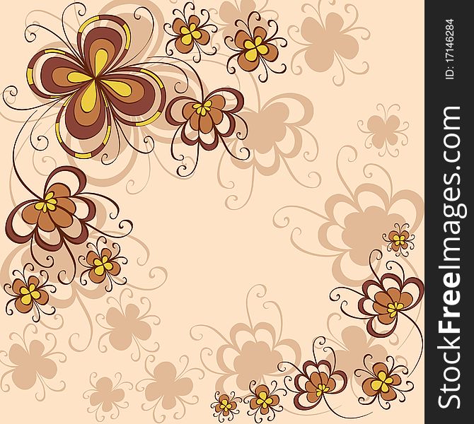 Background with decorative brown flowers. Background with decorative brown flowers