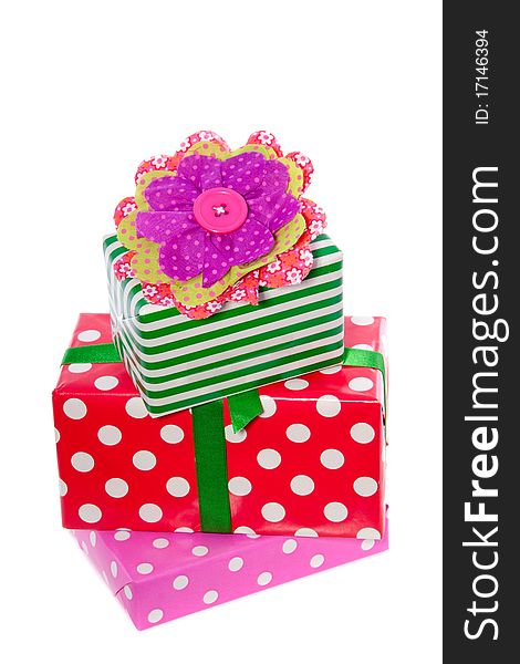 Pile Of Red Green And Pink Gifts