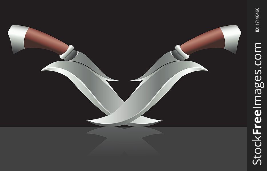 Two daggers isolated on black background