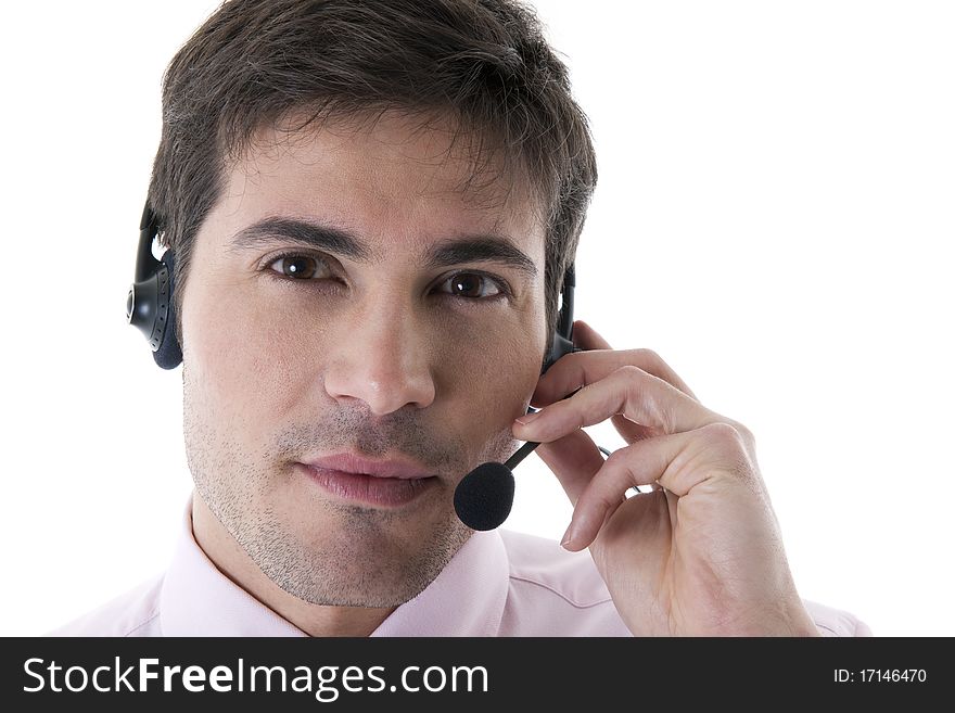 Confident Customer Service Representative on White