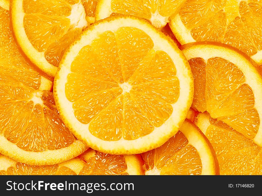 Close up with slice of orange. Close up with slice of orange