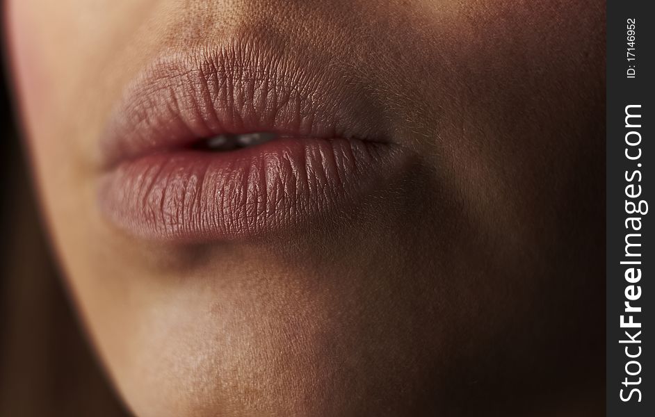 Beautiful lips. Body part photo.