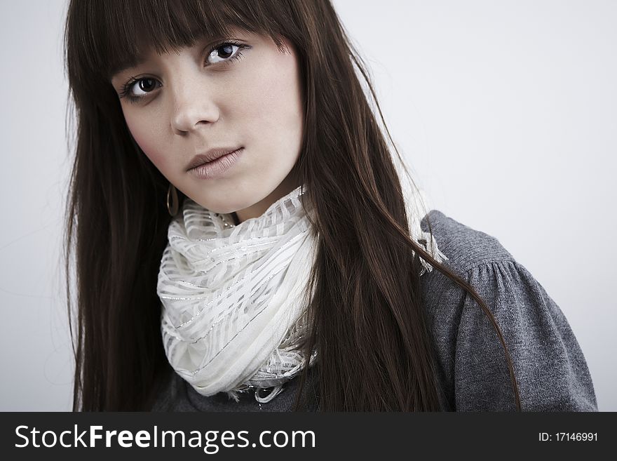 Portrait of lovely teenager girl. Photo.