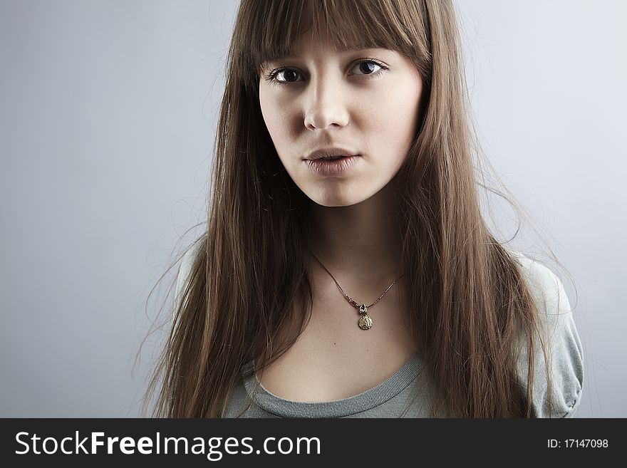 Portrait of lovely teenager girl. Photo.