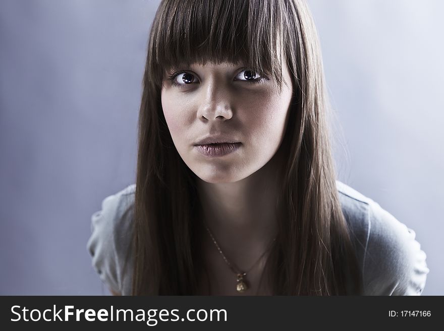 Portrait of lovely teenager girl. Photo.