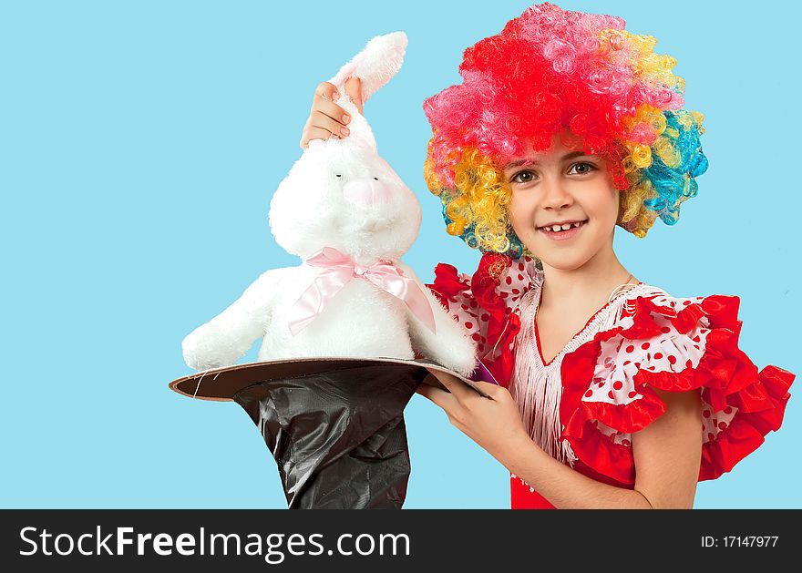 Girl with toy rabbit