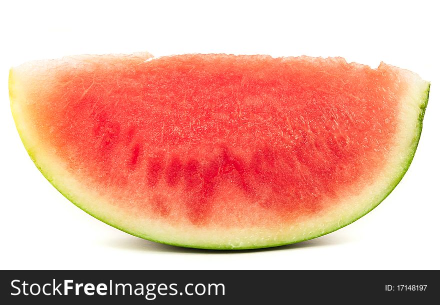 Ripe and juicy water melon slice isolated on white background. Ripe and juicy water melon slice isolated on white background