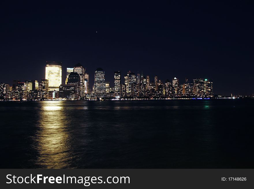 Manhattan view from Jersy city in night. Manhattan view from Jersy city in night.