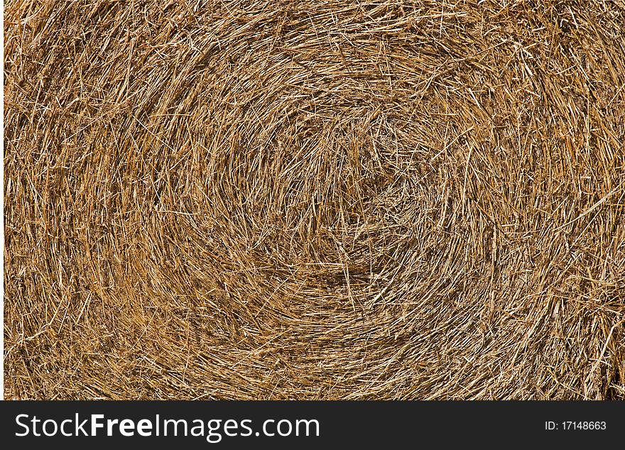 Close up view of a round hay bale, suitable as background
