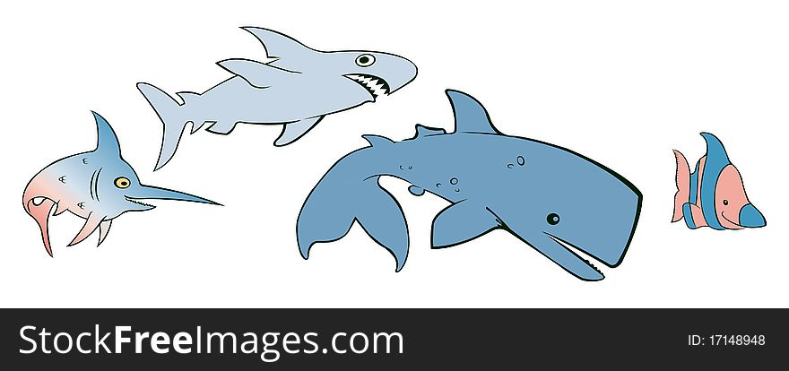 An collection of Marine Animals in a Vector format. An collection of Marine Animals in a Vector format