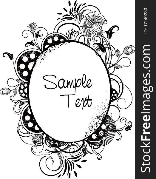 Illustration of abstract floral frame in black and white. Illustration of abstract floral frame in black and white.