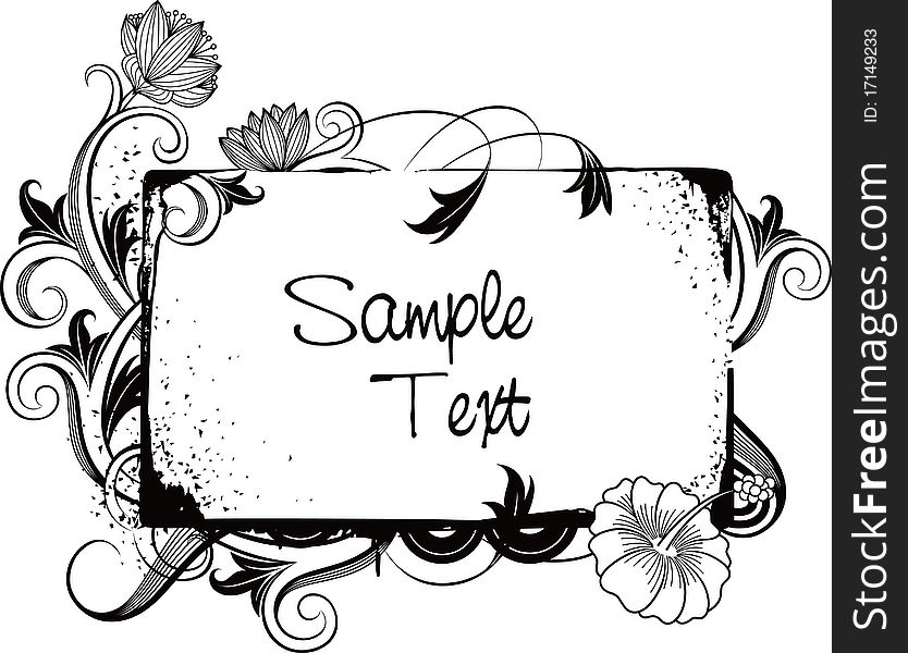 Illustration of abstract floral frame in black and white. Illustration of abstract floral frame in black and white.
