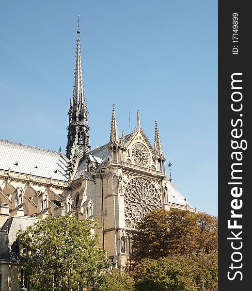 Side view of The Seine of Notre Dame de Paris France. Side view of The Seine of Notre Dame de Paris France