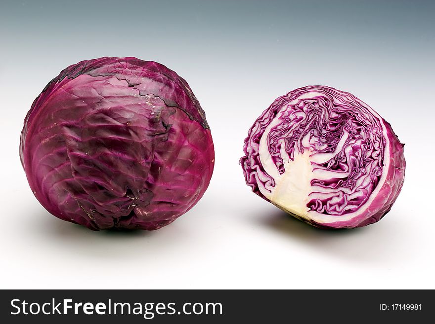 Cabbages vegetables half cut purple plant