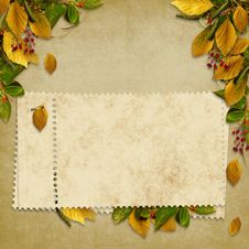 Card For The Holiday With Autumn Leaves Stock Photography Card For The Holiday With Autumn Leaves Stock Photography
